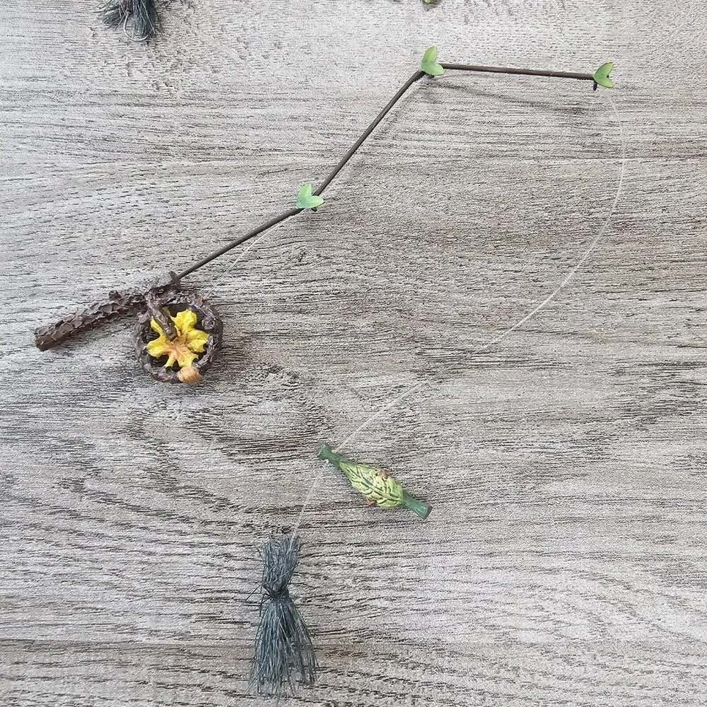 Christmas Tree Ornaments Set Of 11 Rustic Green Fishing Bait Pole Cabin Decor